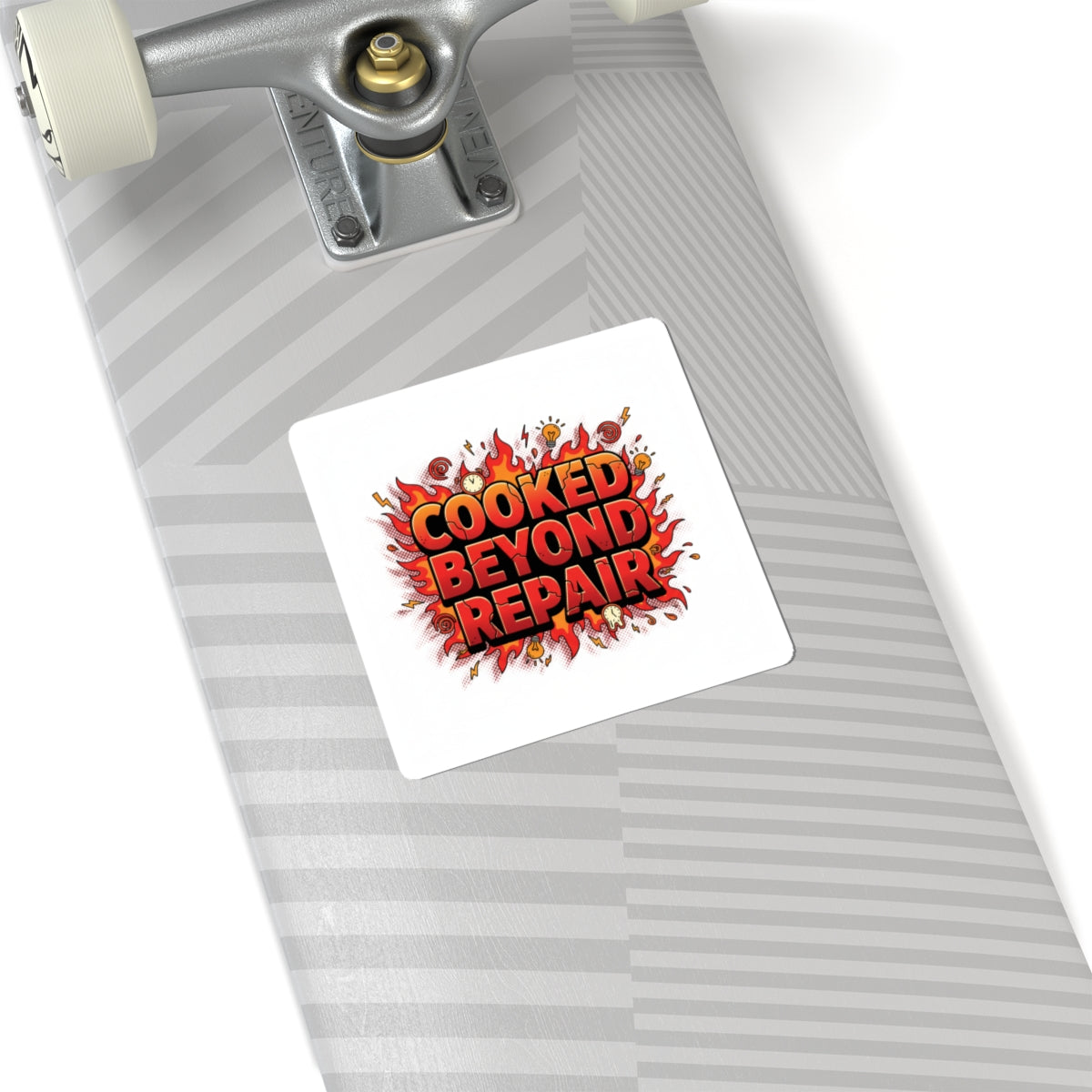 Cooked Beyond Repair kiss-cut sticker | exhaustion meme, burnout snack