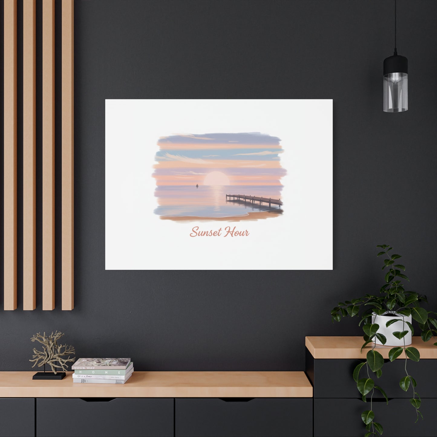 Sunset Hour Canvas, Matte Stretched 1.25" | Minimal Luxe Gold Accent