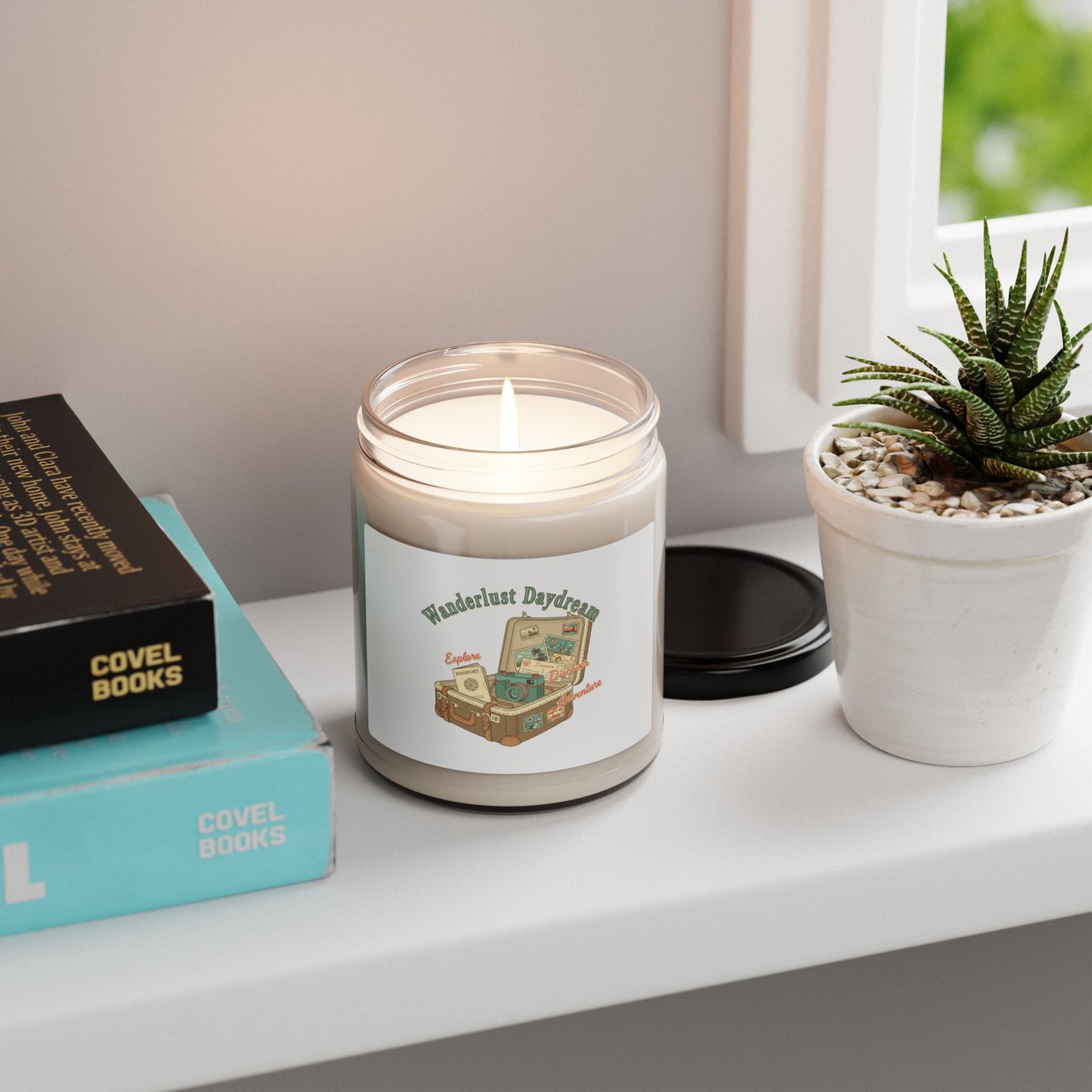 Wanderlust Daydreams Candle | Soy Travel Stamp Postcard Vintage