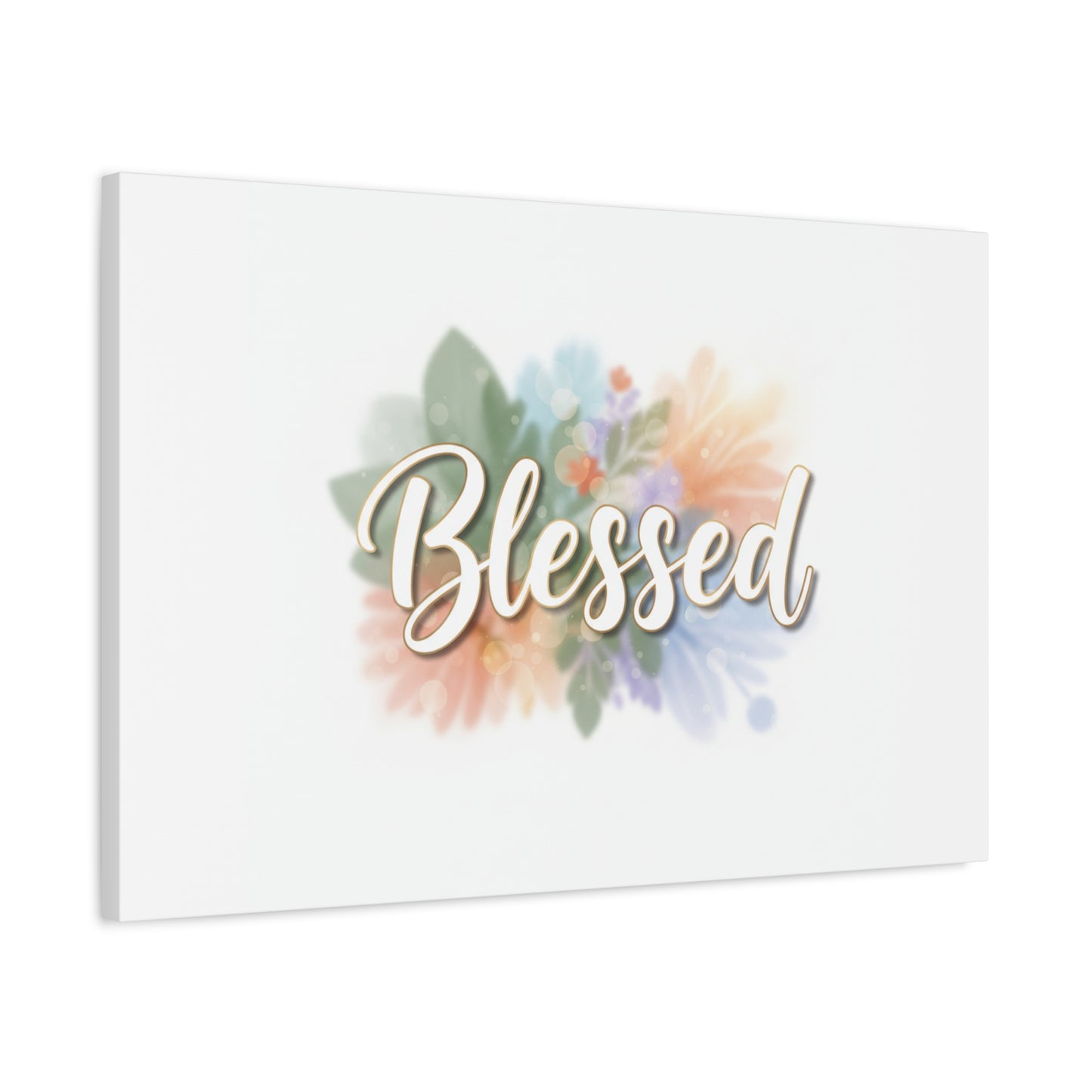 Blessed Floral Script Canvas