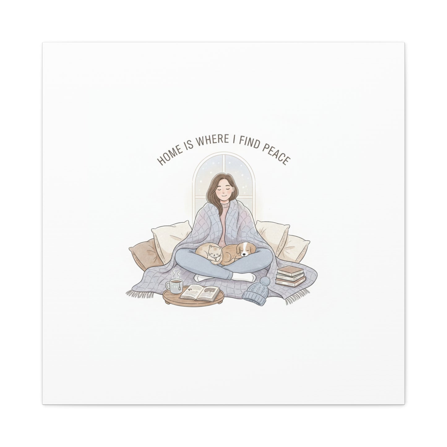 Home Is Where I Find Peace Canvas | Cozy Homebody Wall Art, Introvert Winter