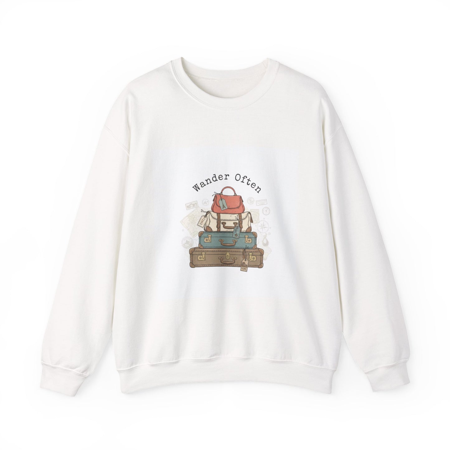 Wander Often vintage luggage stamp Sweatshirt | travel stamps, postcard vintage