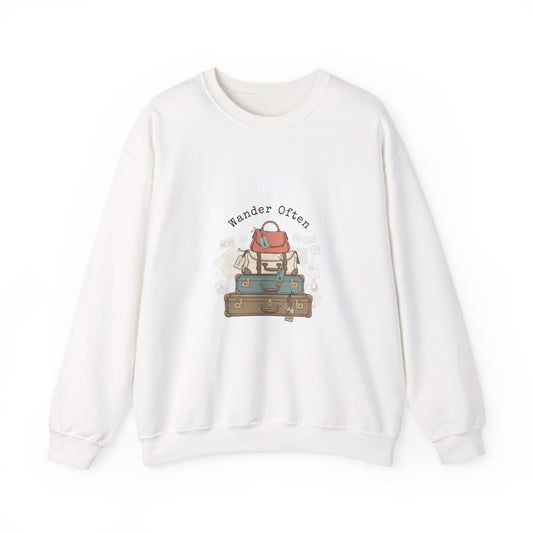 Wander Often vintage luggage stamp Sweatshirt | travel stamps, postcard vintage