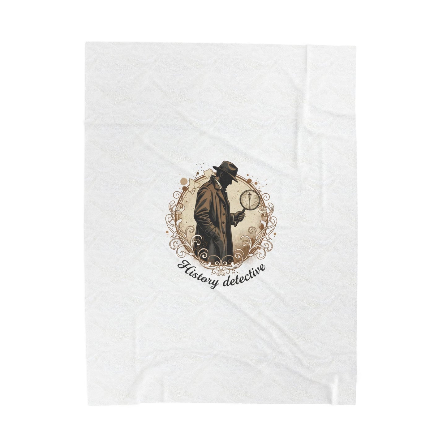 Victorian Detective Illustration Velveteen Plush Blanket | moody botanical, gothic floral