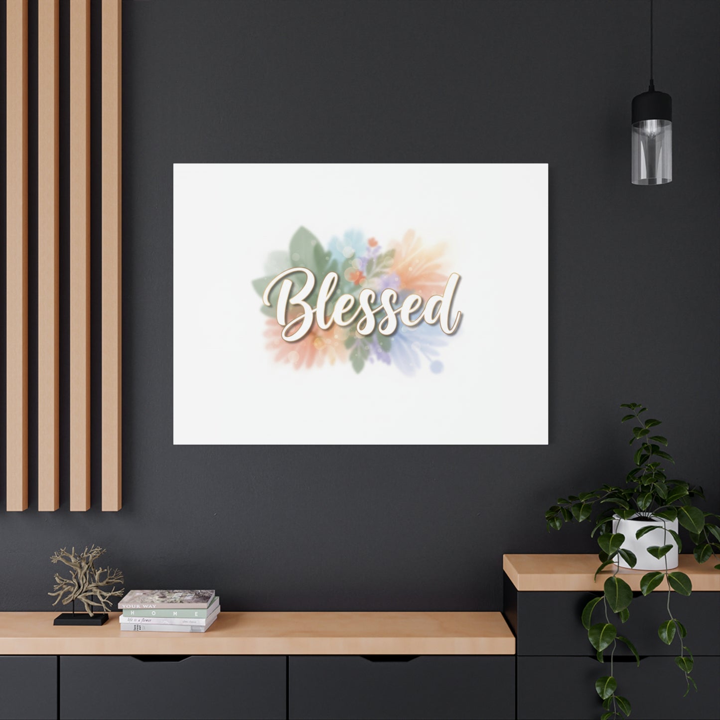 Blessed Floral Script Canvas