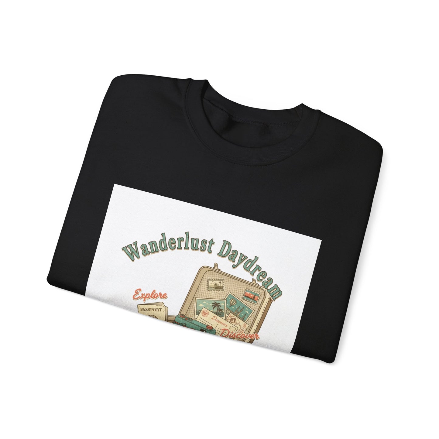 Wanderlust Daydreams suitcase illustration Sweatshirt | retro travel stamp, postcard vintage