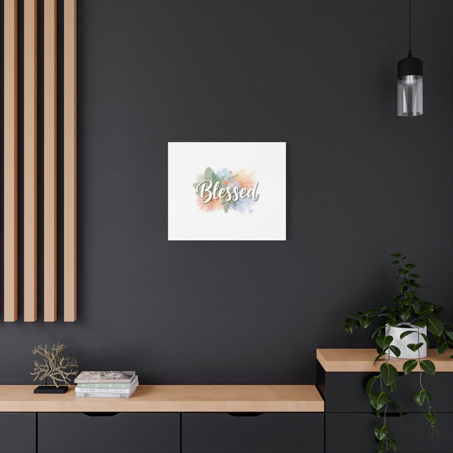 Blessed Floral Script Canvas