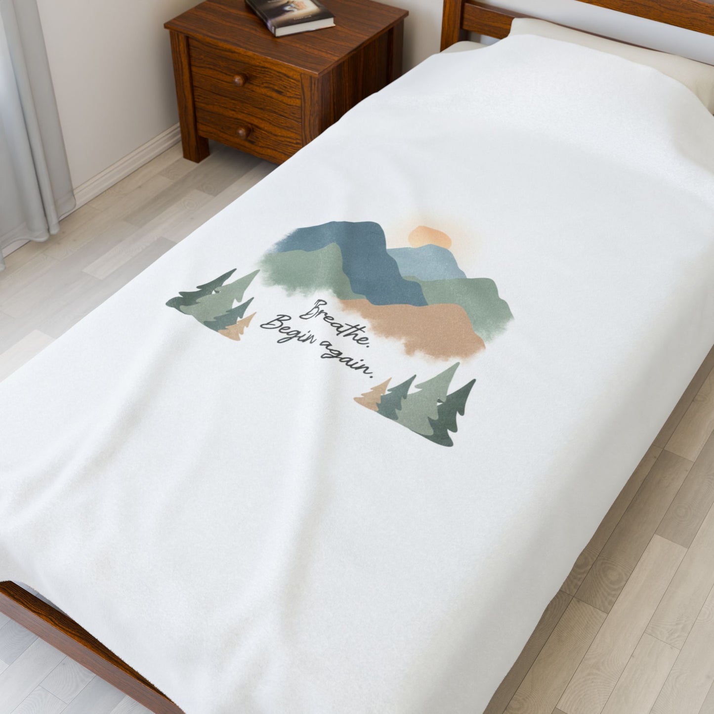 Mountain Throw Blanket -breathe and began again-
