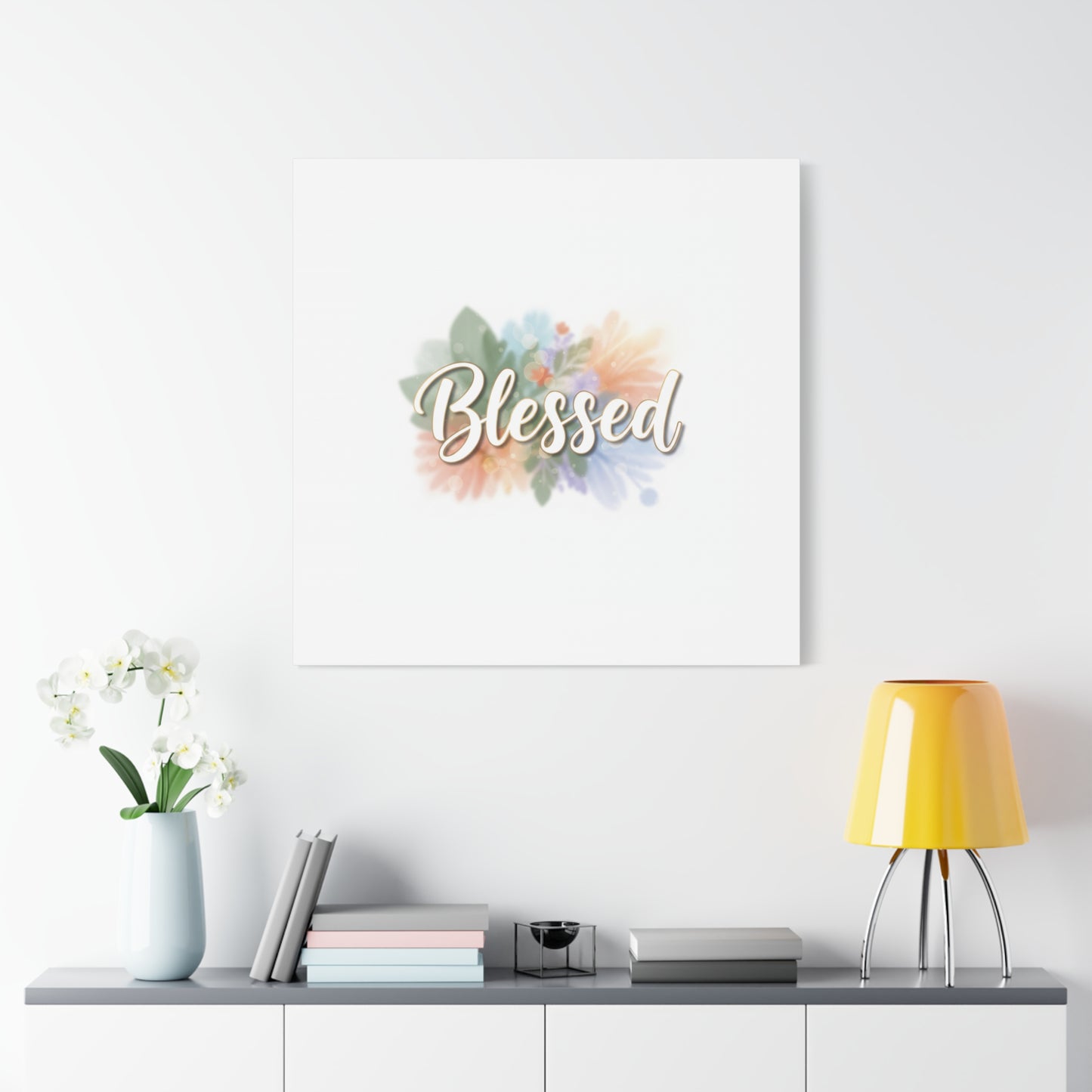 Blessed Floral Script Canvas