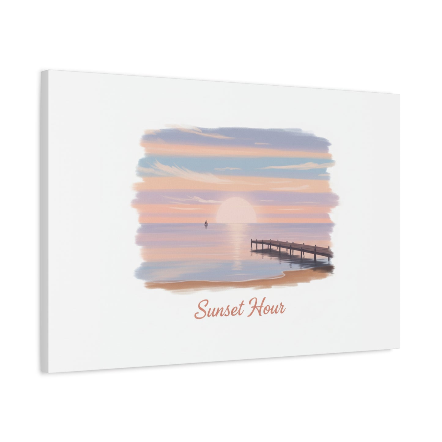 Sunset Hour Canvas, Matte Stretched 1.25" | Minimal Luxe Gold Accent