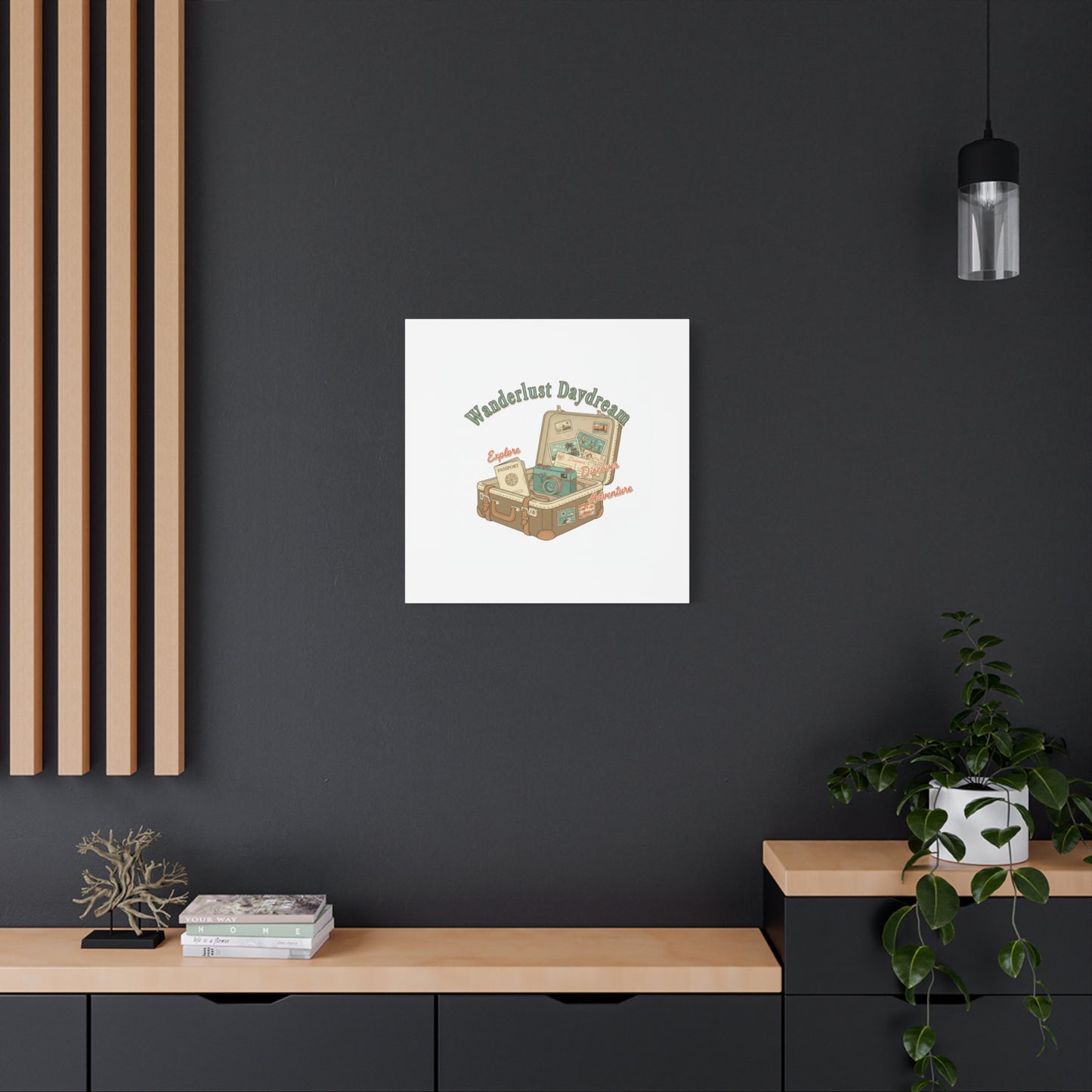 Wanderlust Daydream Travel Postcard Canvas | Retro Travel Stamp Decor