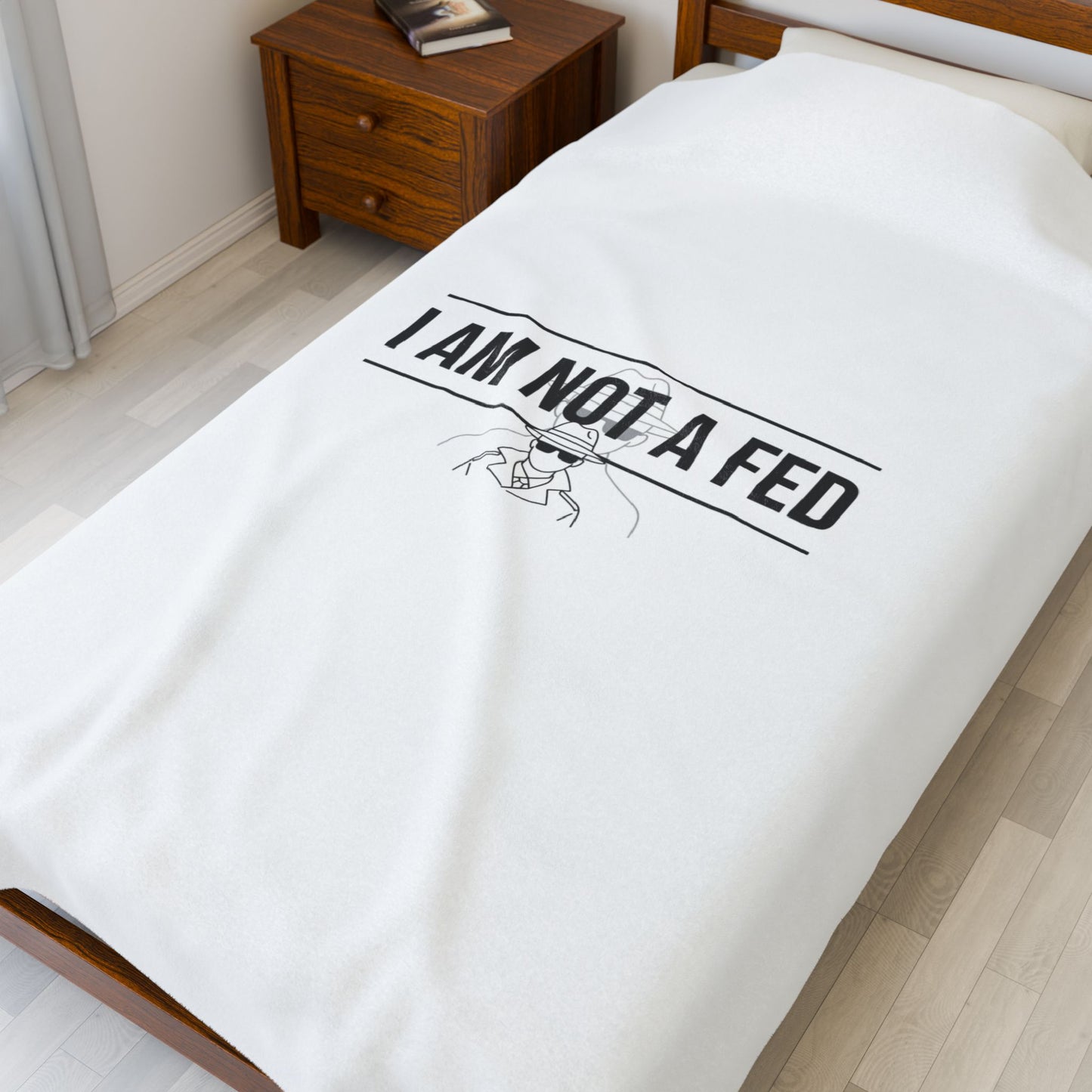 I Am Not A Fed Velveteen Blanket | Sarcastic Introvert Humor, Minimal Text