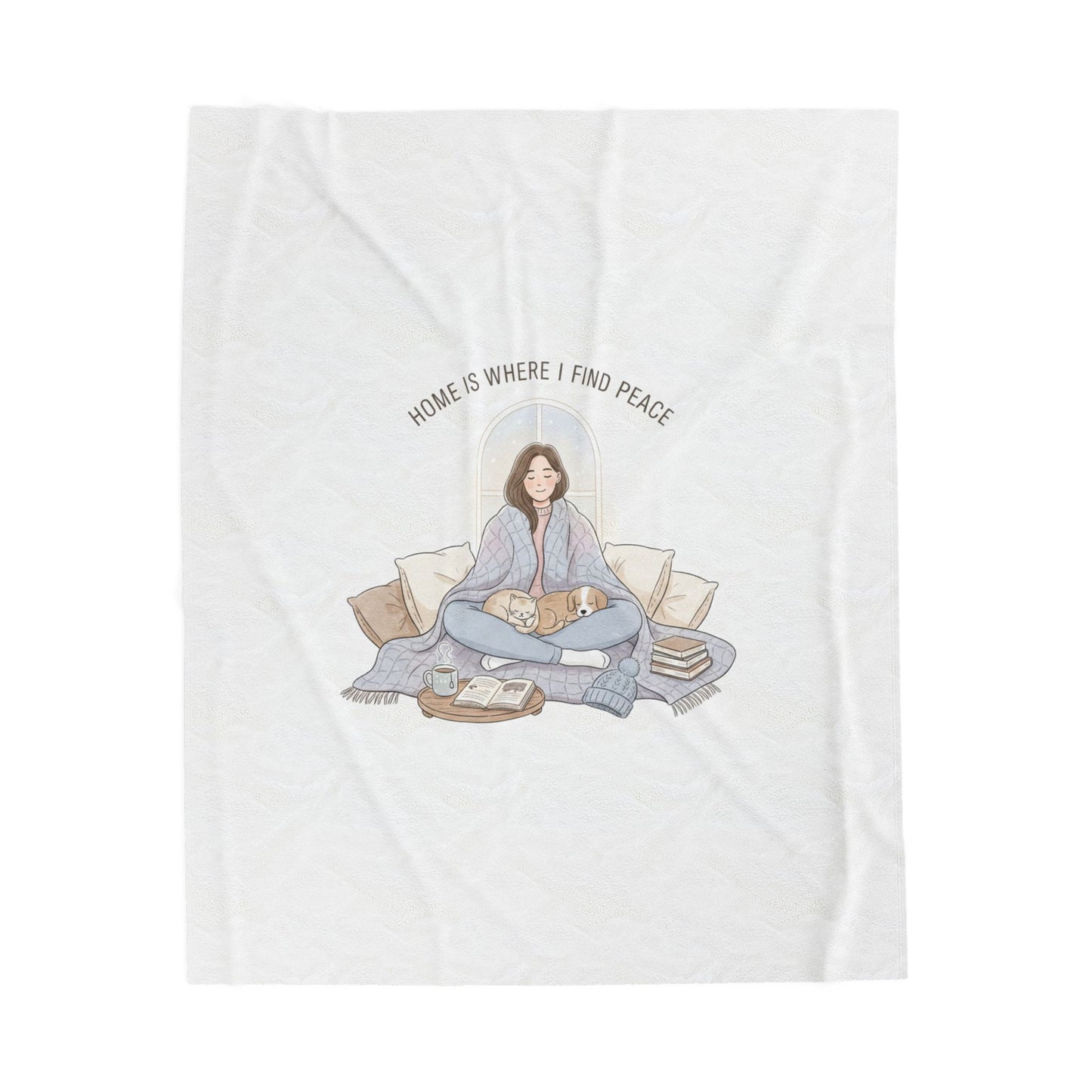 Home Is Where I Find Peace Velveteen Blanket | Introvert Homebody, Cozy Winter