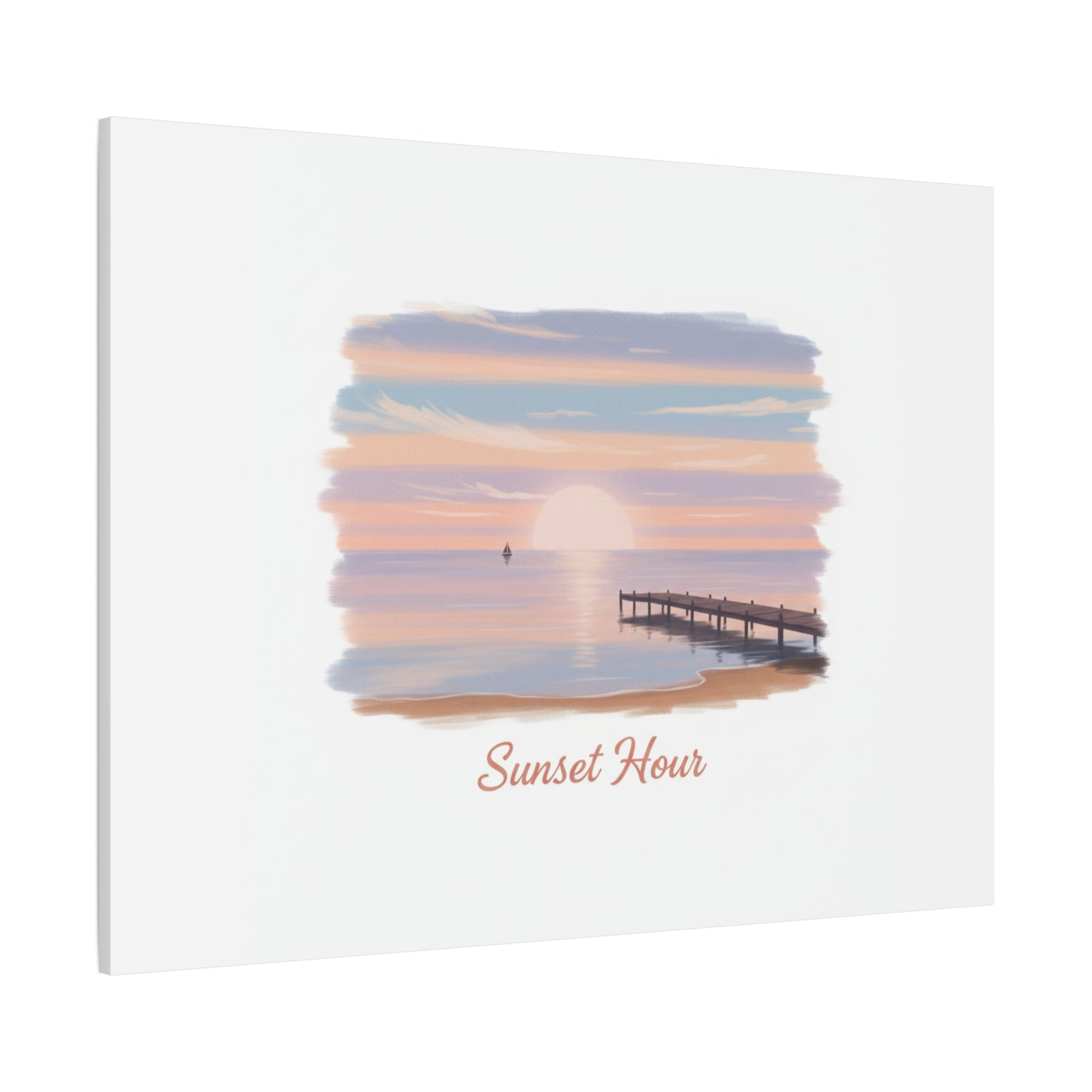 Sunset Hour Canvas, Matte Stretched 1.25" | Minimal Luxe Gold Accent