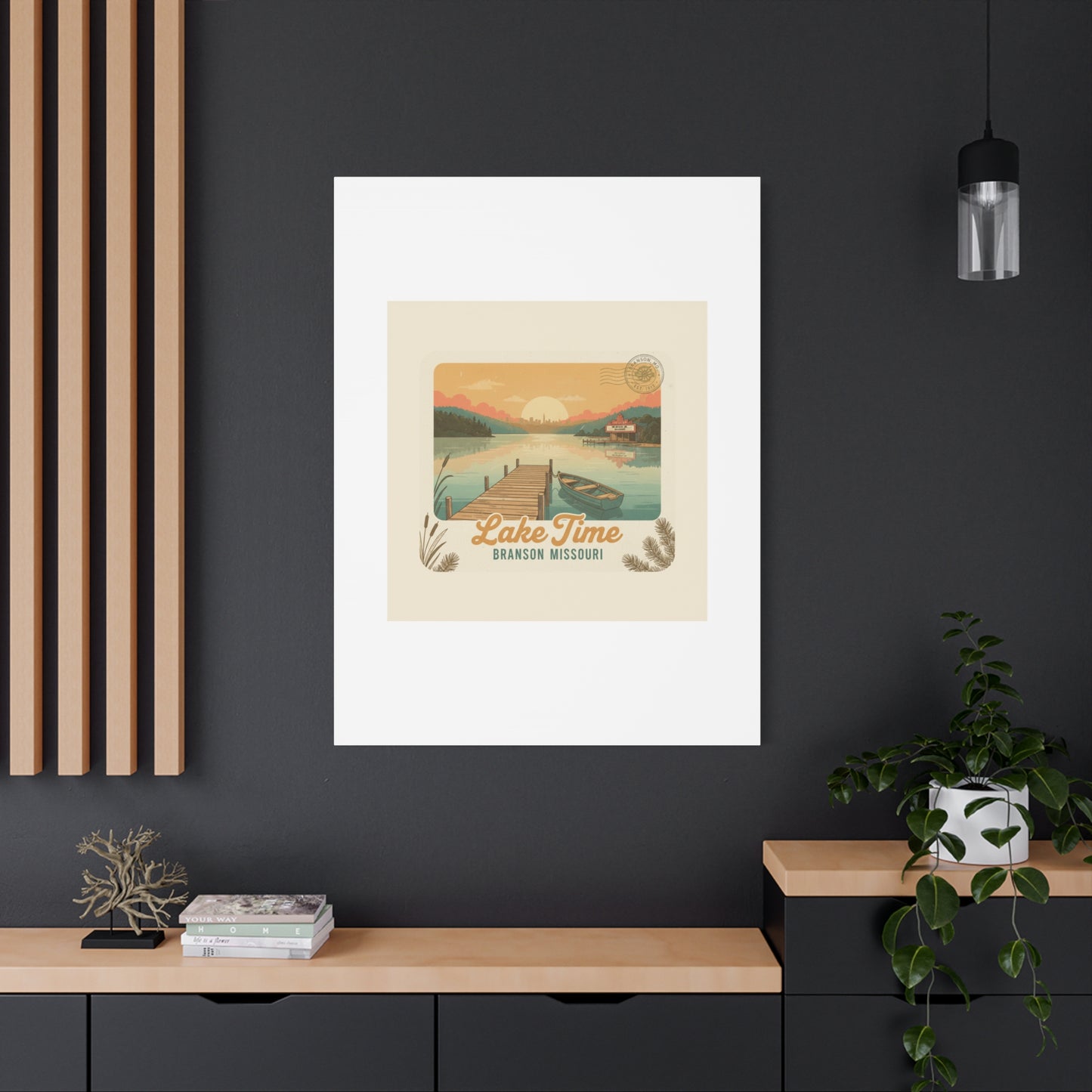 Vintage Postcard Canvas Lake Time Print