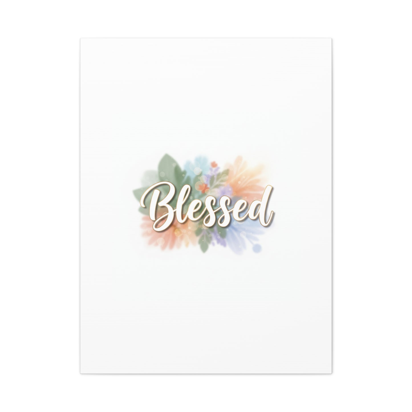 Blessed Floral Script Canvas