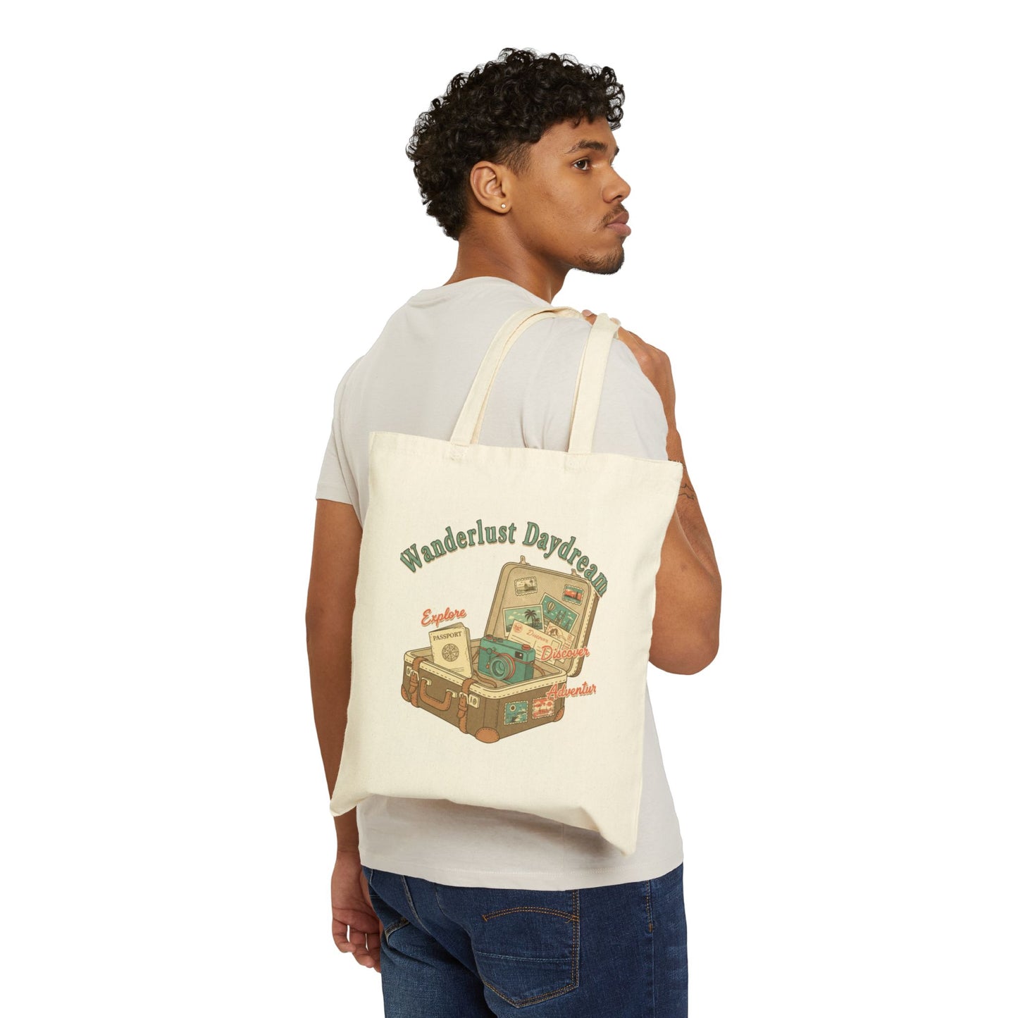Wanderlust Daydream Vintage Postcard Tote | travel stamps, passport stamp