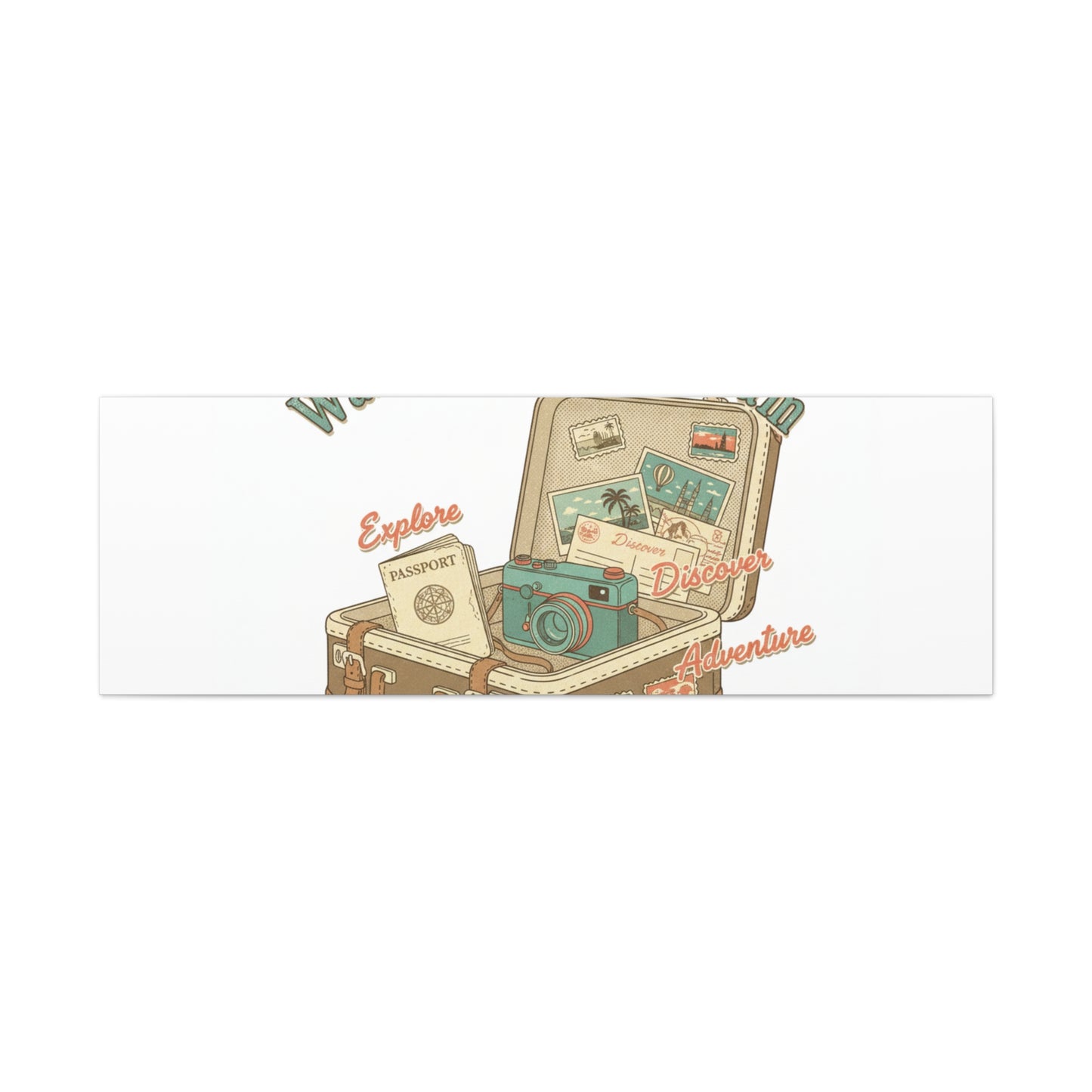 Wanderlust Daydream Travel Postcard Canvas | Retro Travel Stamp Decor