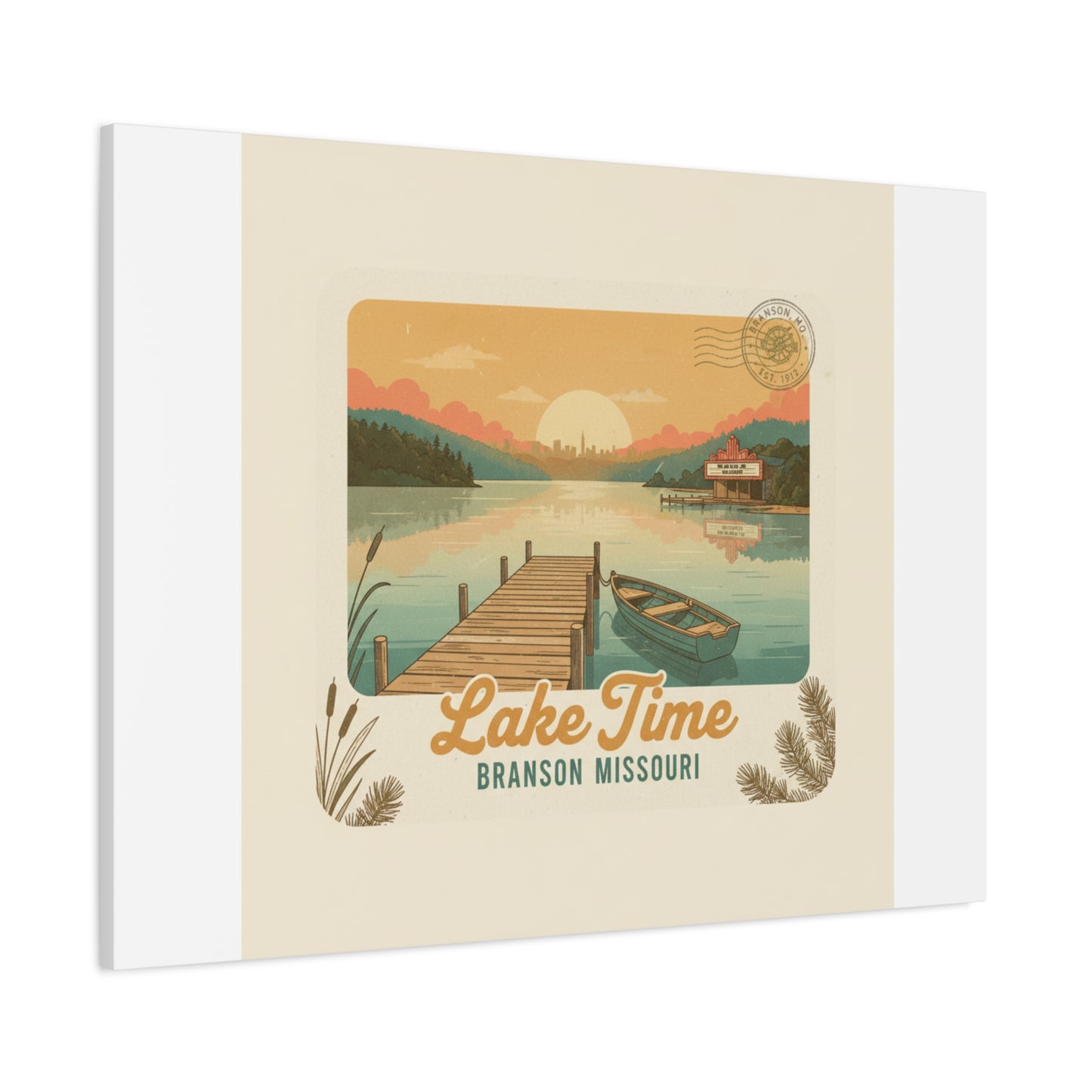 Vintage Postcard Canvas Lake Time Print
