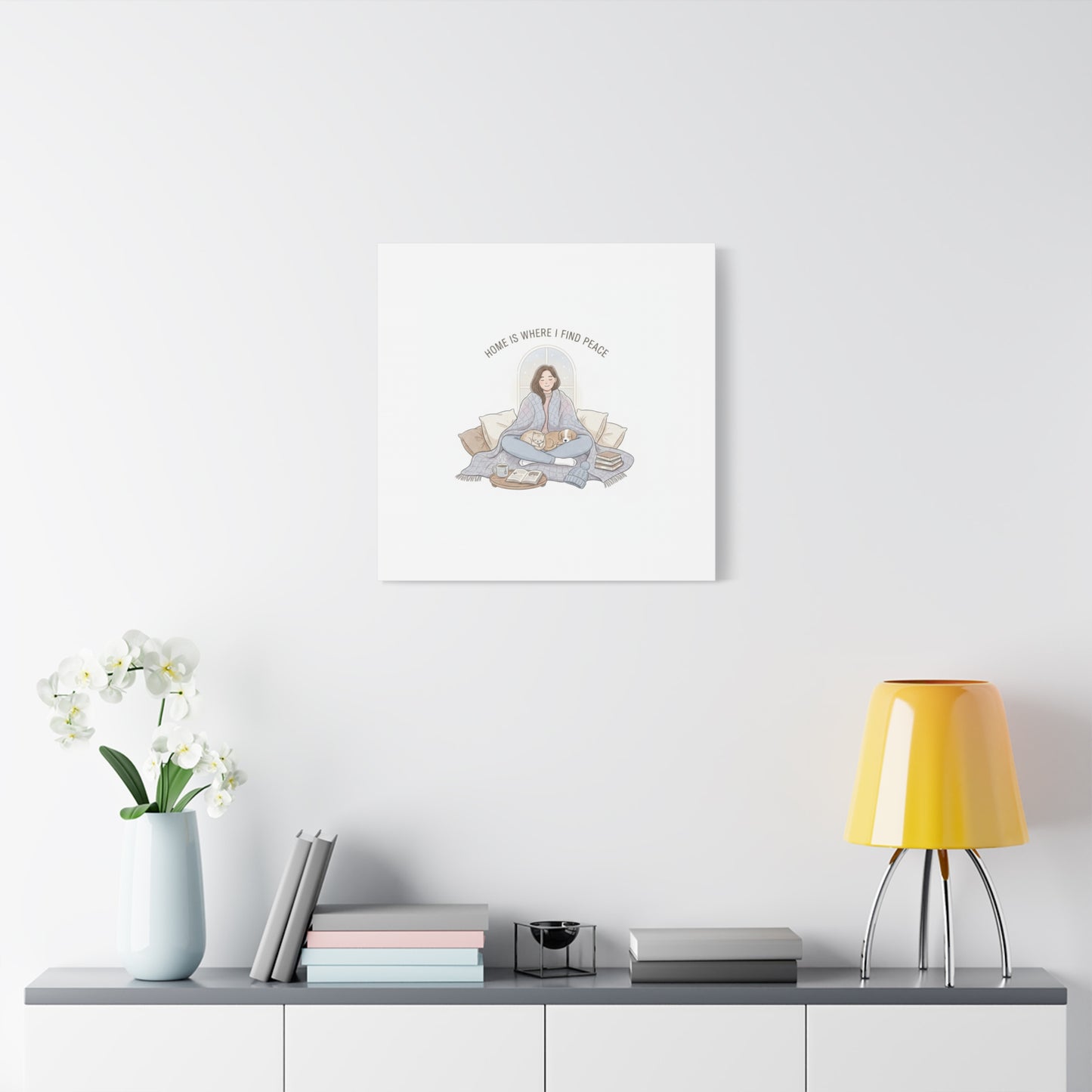 Home Is Where I Find Peace Canvas | Cozy Homebody Wall Art, Introvert Winter