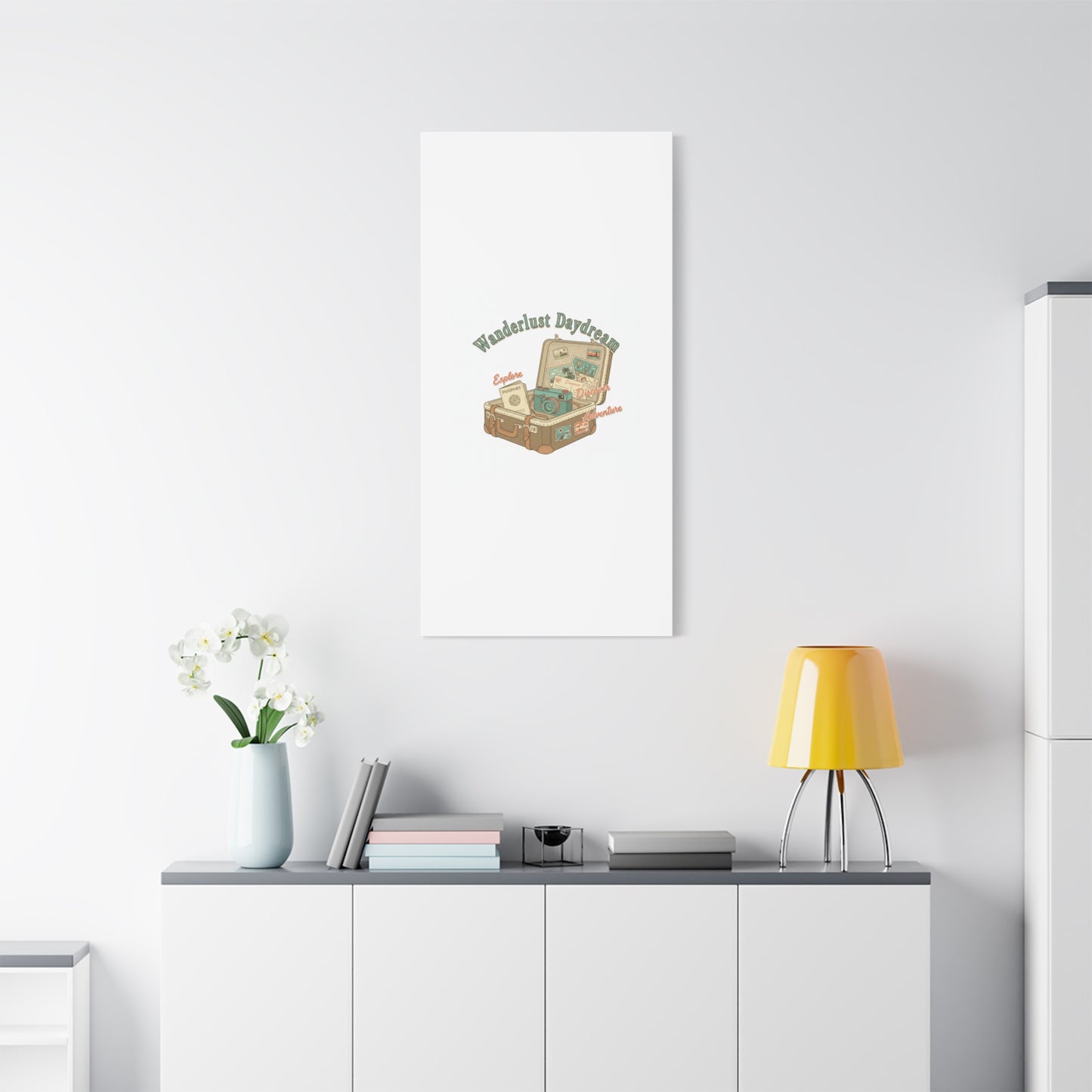 Wanderlust Daydream Travel Postcard Canvas | Retro Travel Stamp Decor
