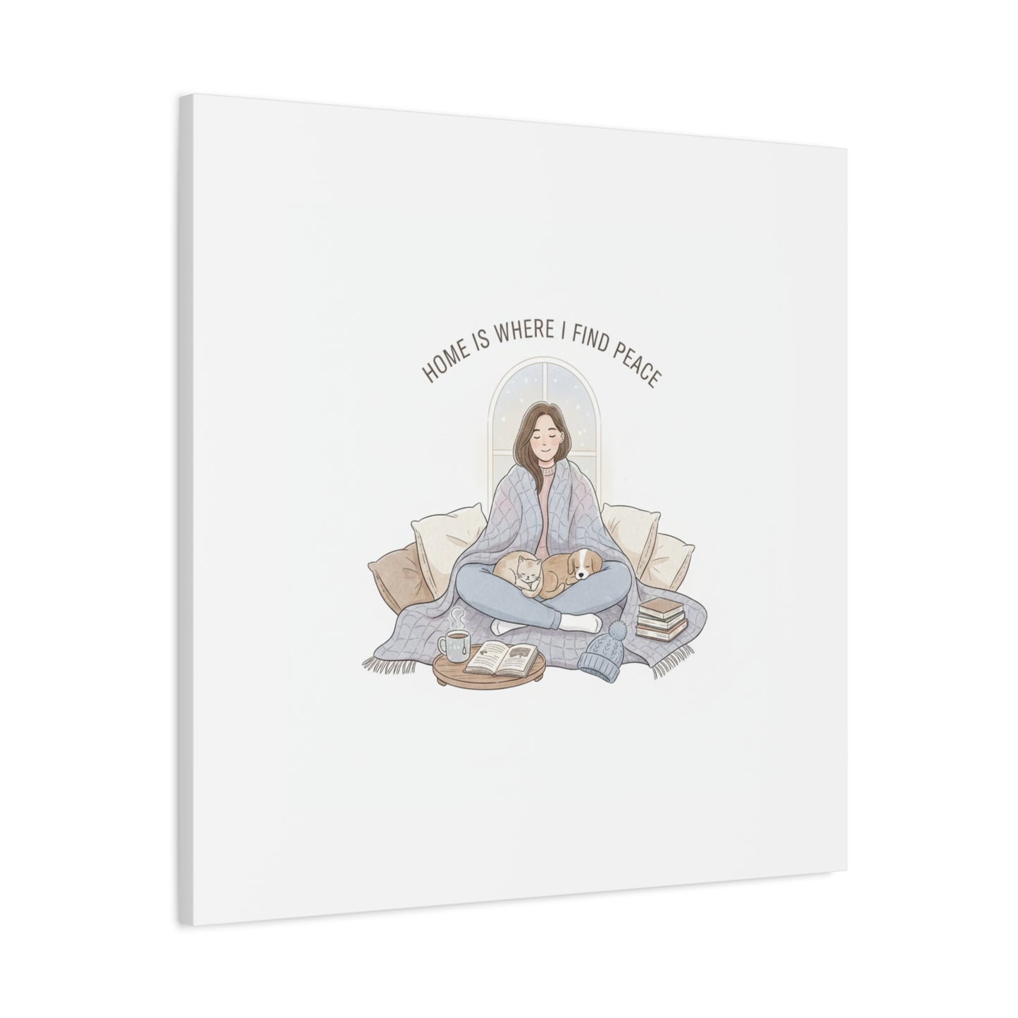 Home Is Where I Find Peace Canvas | Cozy Homebody Wall Art, Introvert Winter