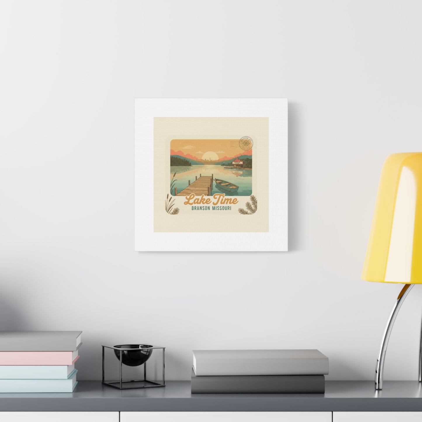 Vintage Postcard Canvas Lake Time Print