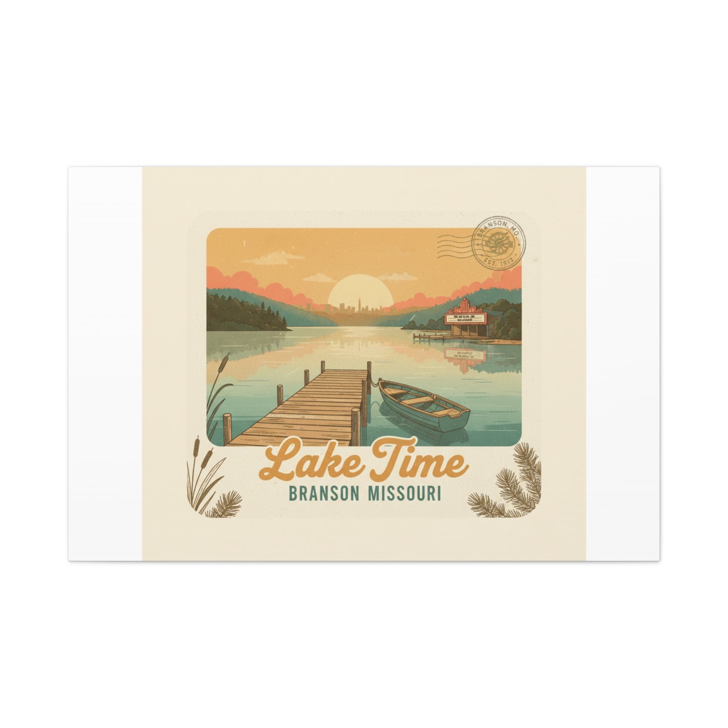 Vintage Postcard Canvas Lake Time Print