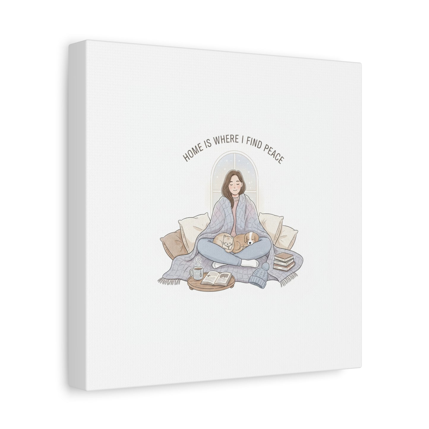 Home Is Where I Find Peace Canvas | Cozy Homebody Wall Art, Introvert Winter