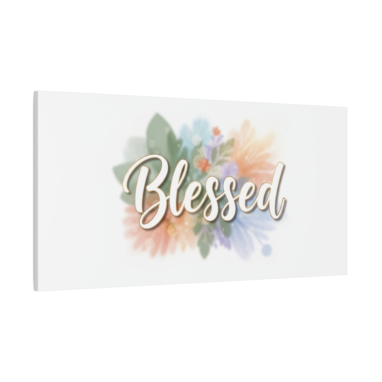 Blessed Floral Script Canvas