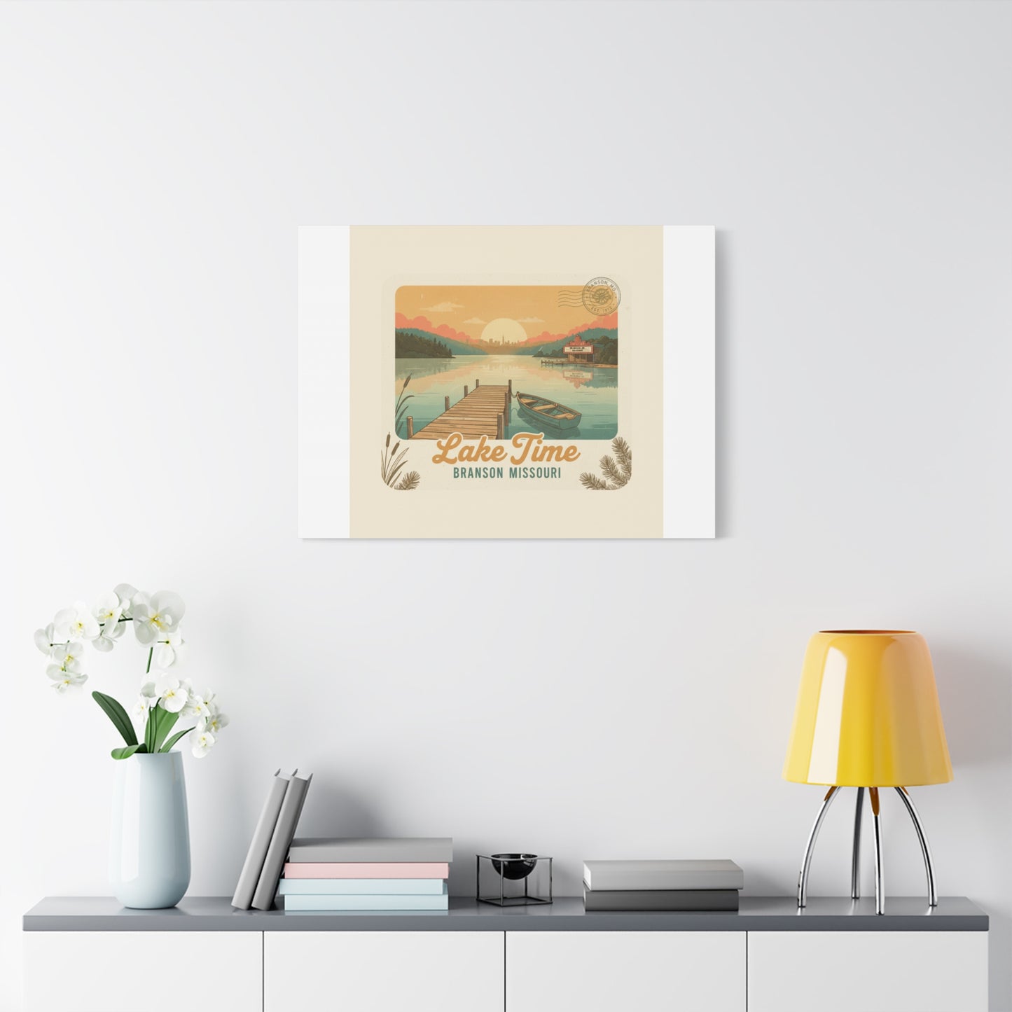 Vintage Postcard Canvas Lake Time Print