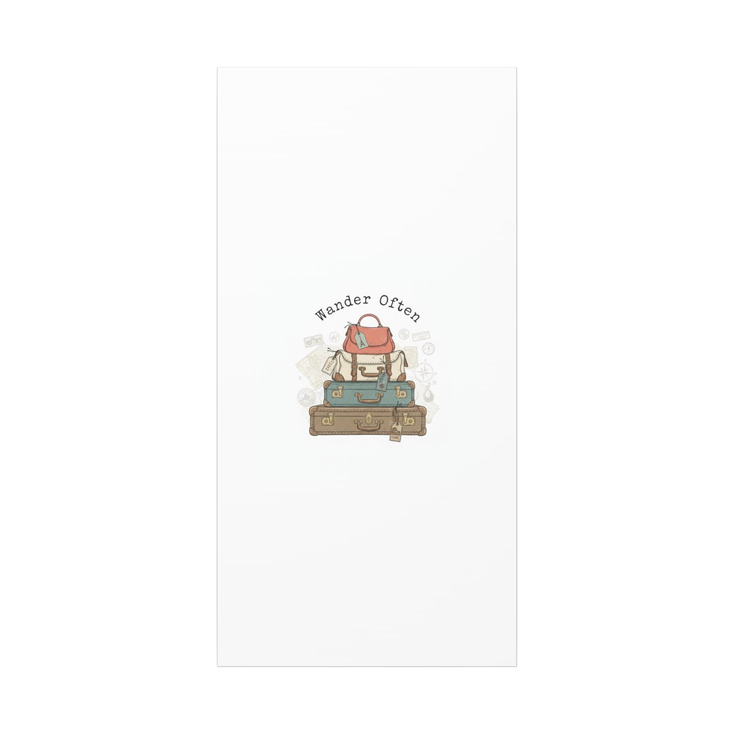 Wander Often Vintage Luggage Stack Canvas, travel stamps | passport stamp wanderlust