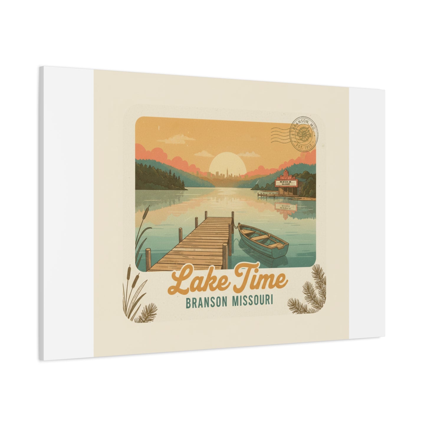 Vintage Postcard Canvas Lake Time Print