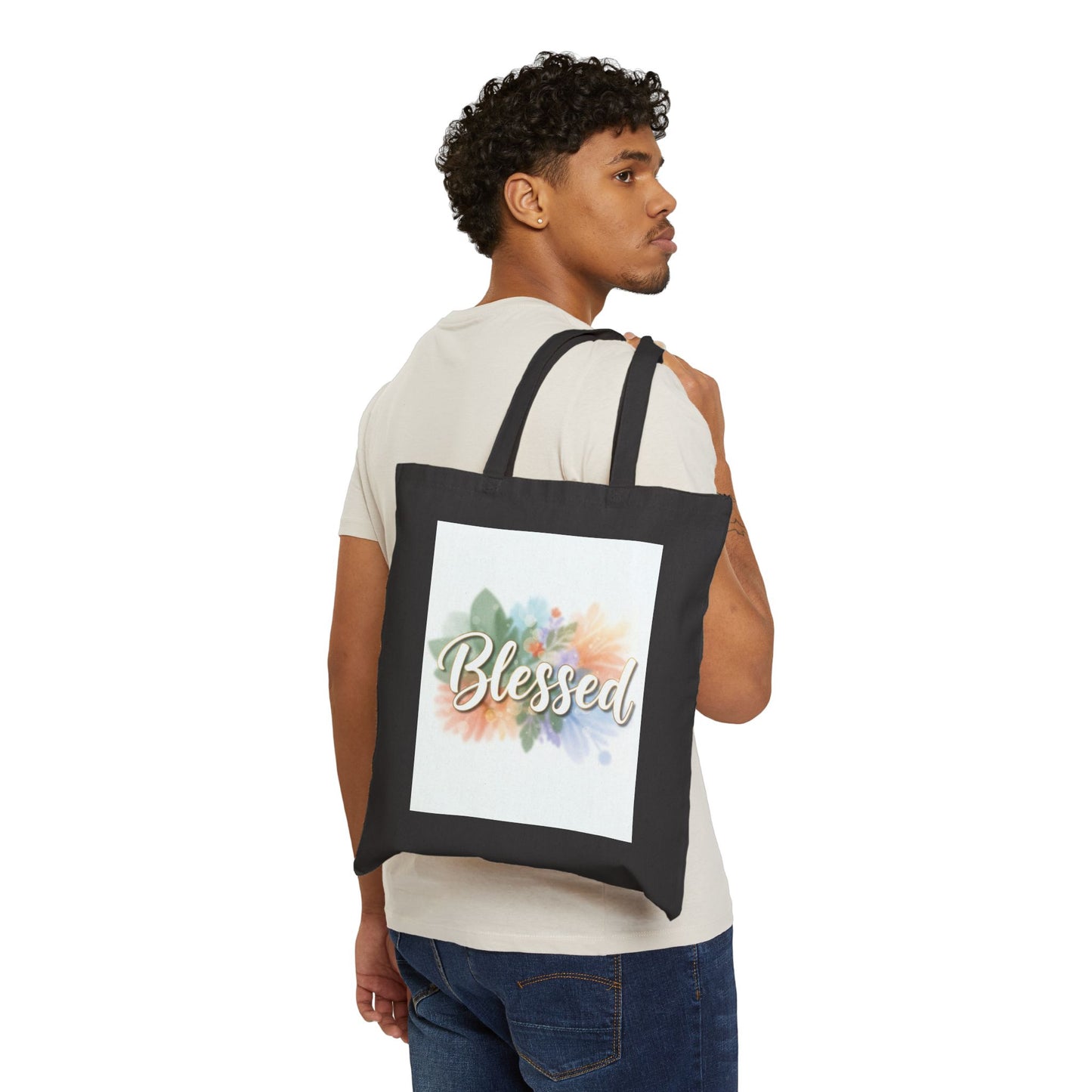 Blessed floral script Tote