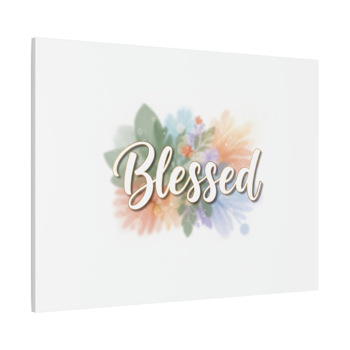 Blessed Floral Script Canvas