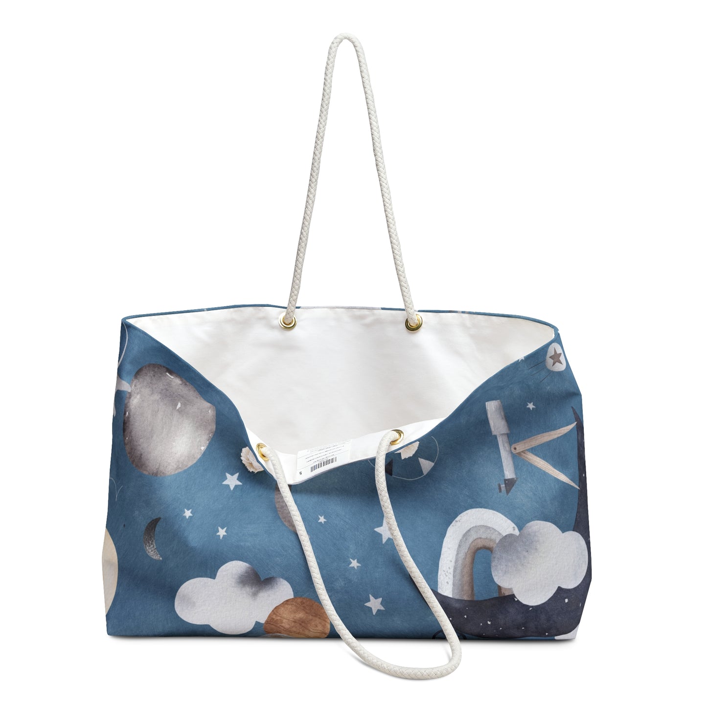 Celestial Night Sky Weekender Bag — Moon, Stars & Rainbow Travel Tote