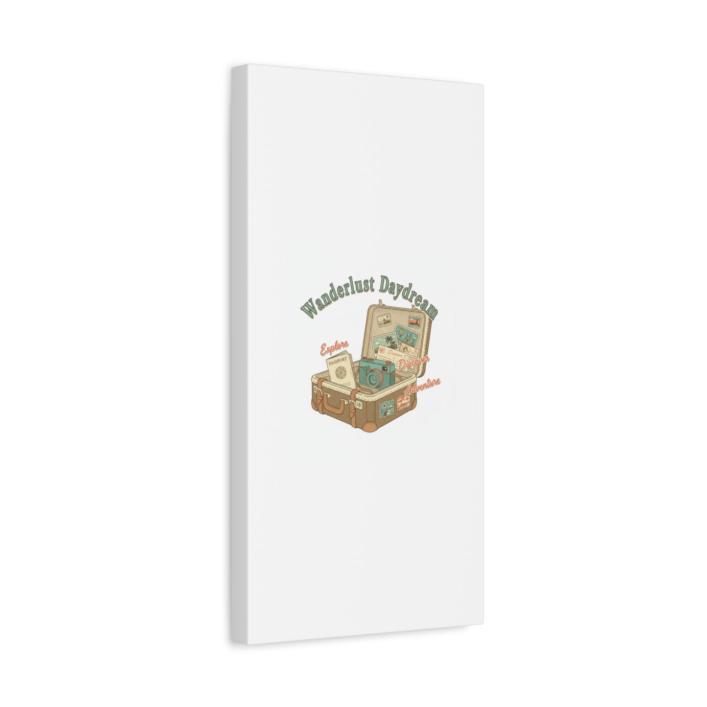 Wanderlust Daydream Travel Postcard Canvas | Retro Travel Stamp Decor