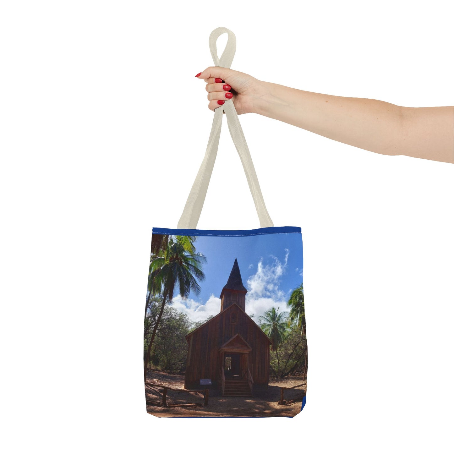 Rustic Chapel Photo Tote Bag — Tropical Island Church AOP