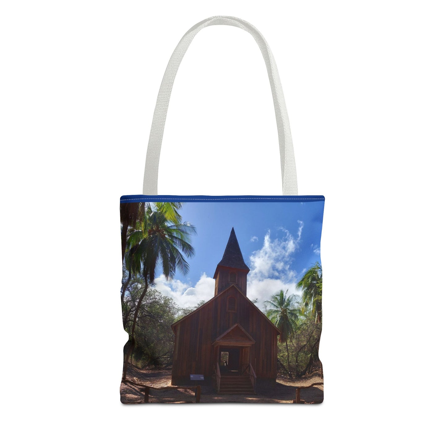 Rustic Chapel Photo Tote Bag — Tropical Island Church AOP