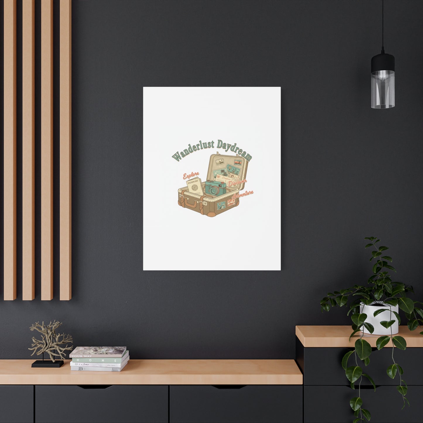 Wanderlust Daydream Travel Postcard Canvas | Retro Travel Stamp Decor