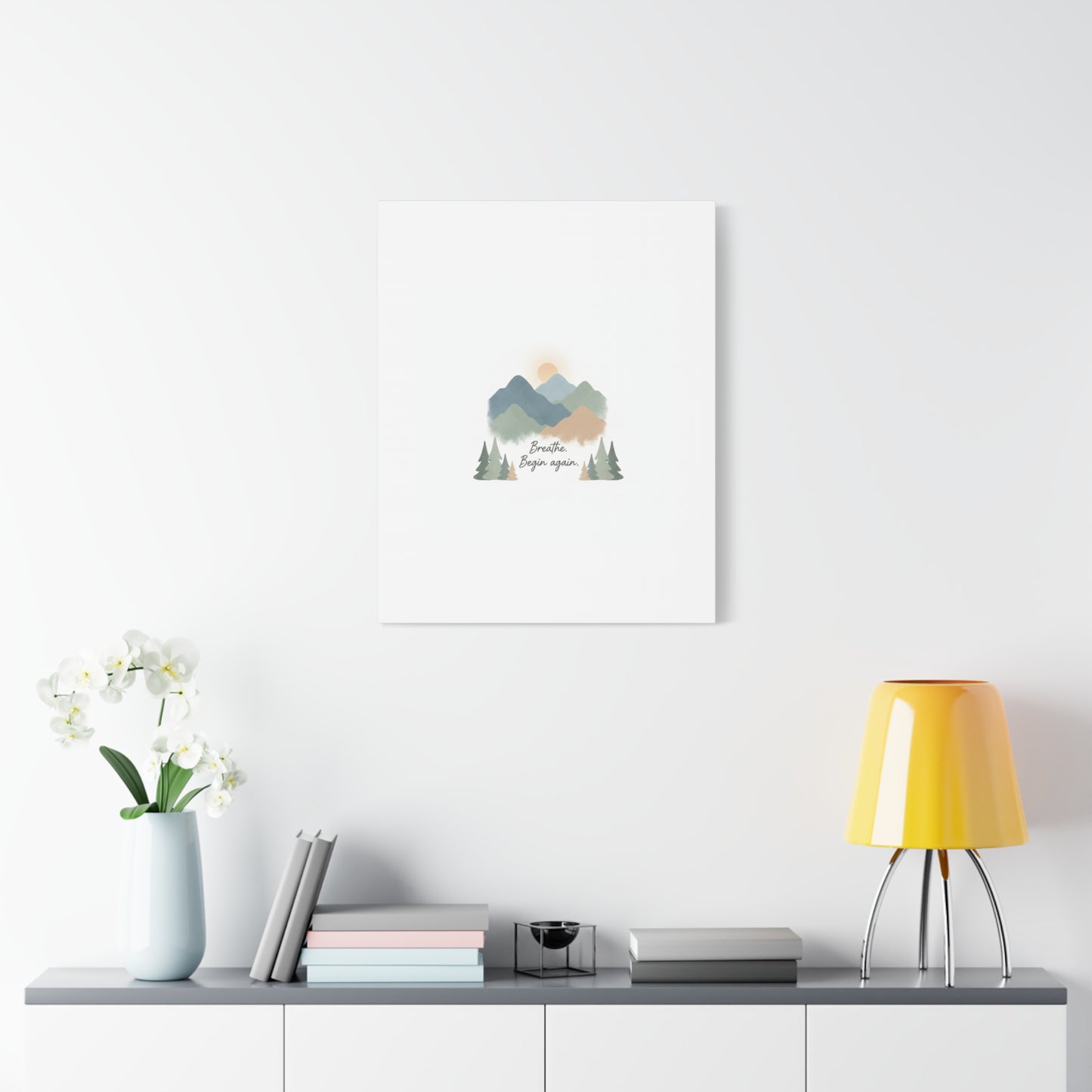 Mountain Print Canvas-breathe and began again-