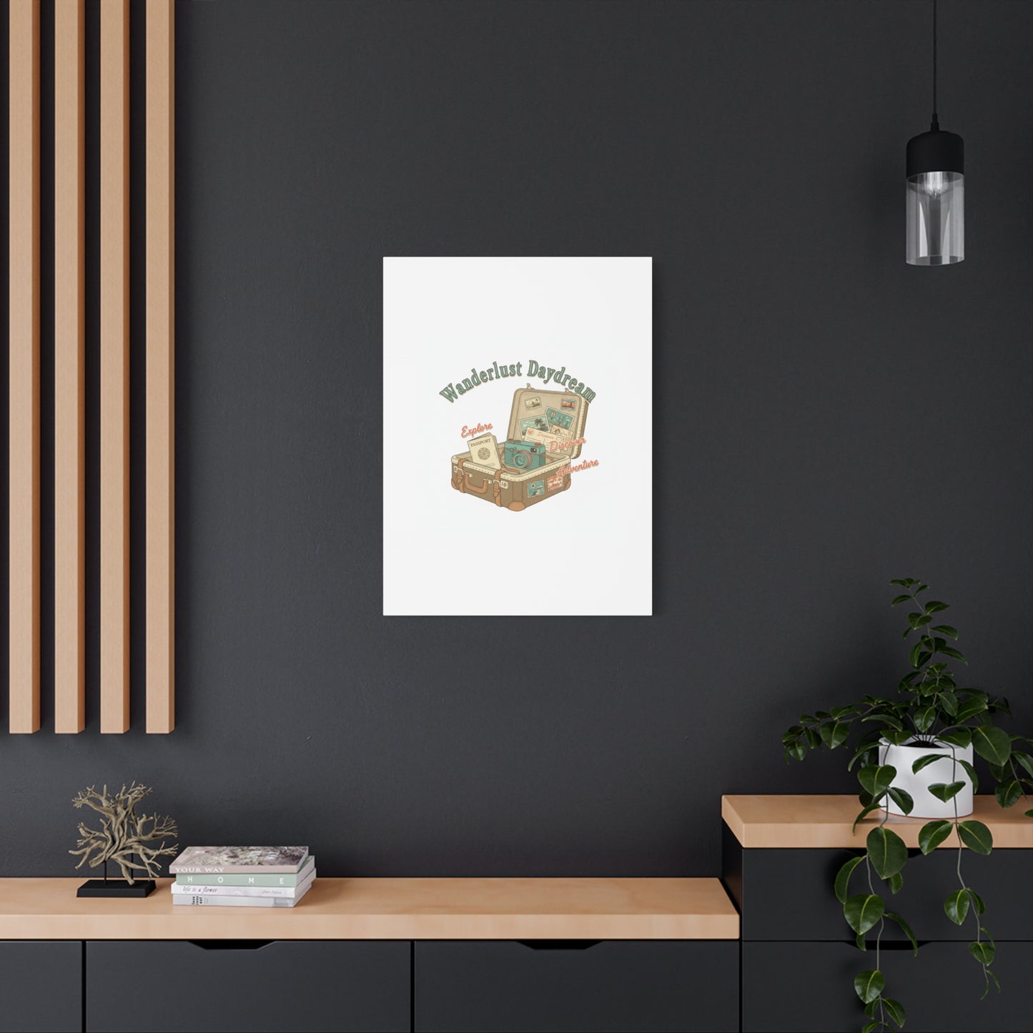 Wanderlust Daydream Travel Postcard Canvas | Retro Travel Stamp Decor