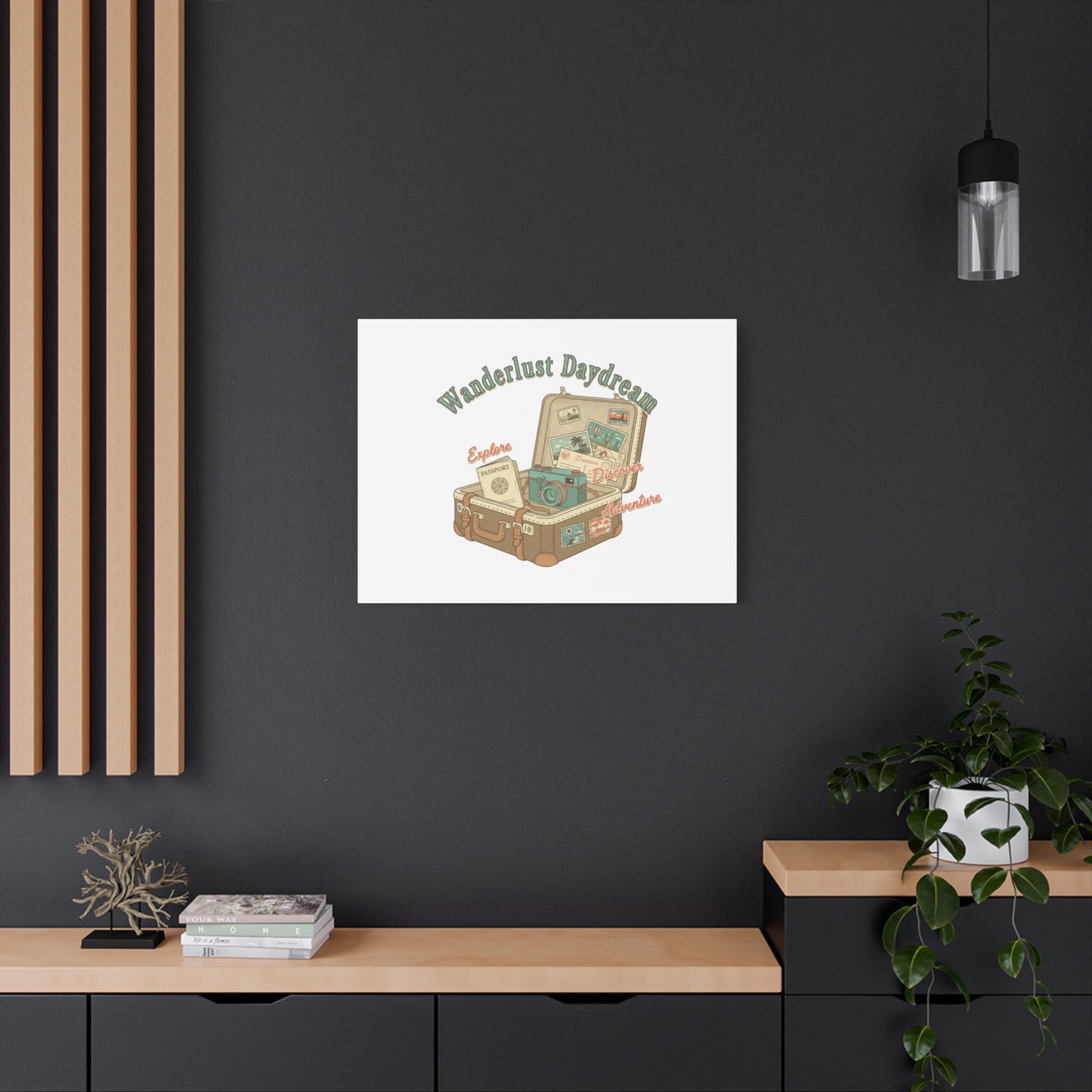 Wanderlust Daydream Travel Postcard Canvas | Retro Travel Stamp Decor
