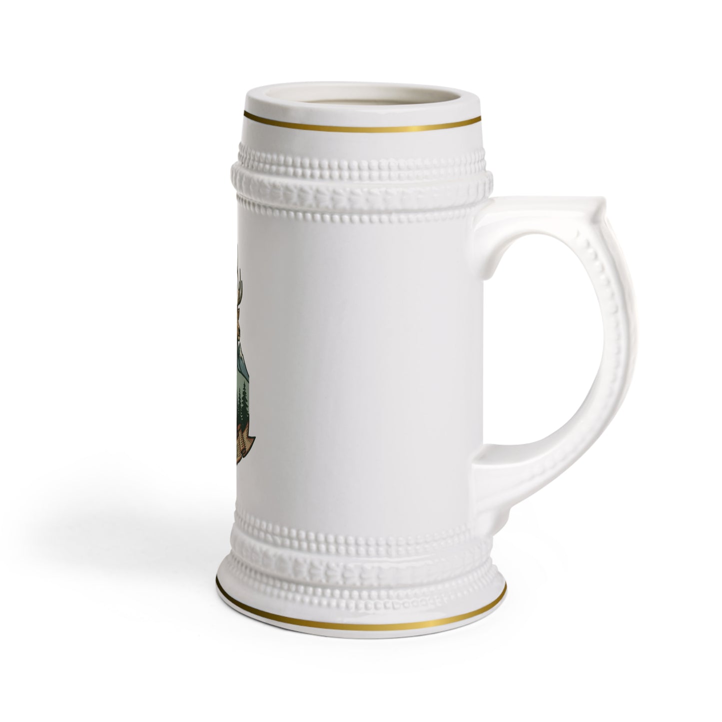 Montana Elk Ceramic Beer Stein Mug — Rustic Mountain Elk Design