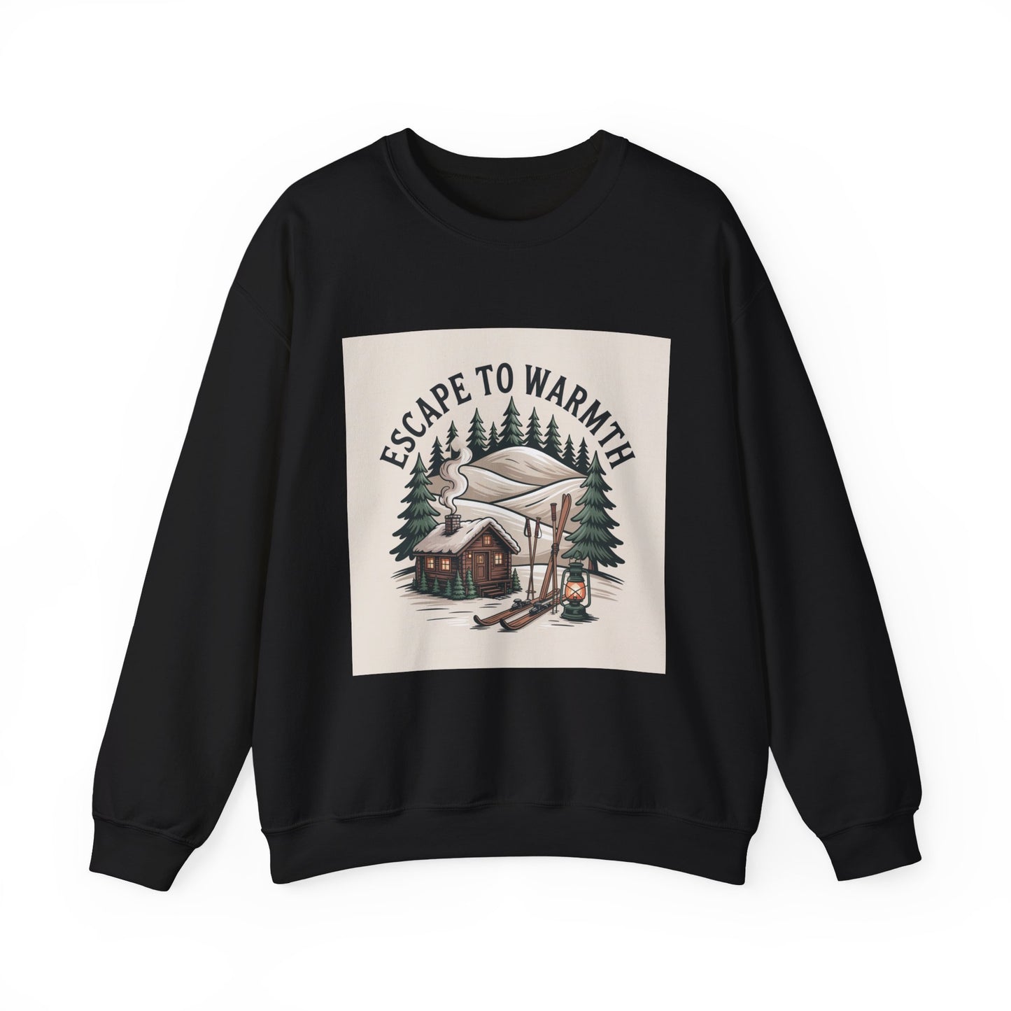 Escape to Warmth Cabin Vibes Sweatshirt | mountain silhouette, pine tree sweatshirt