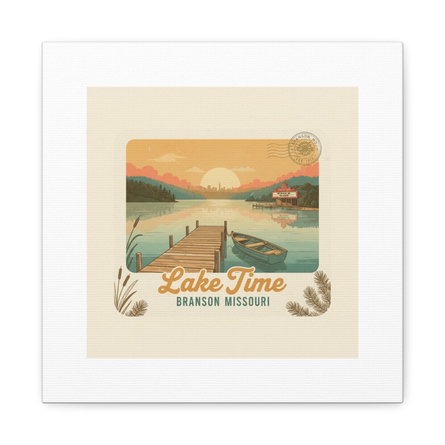 Vintage Postcard Canvas Lake Time Print