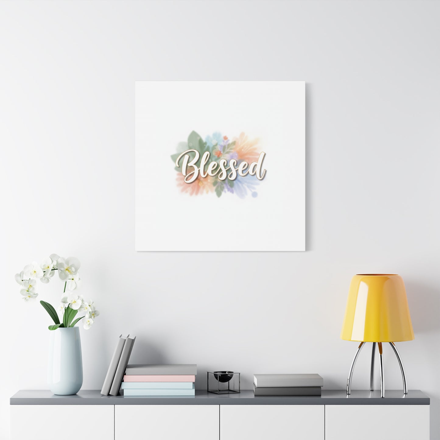Blessed Floral Script Canvas