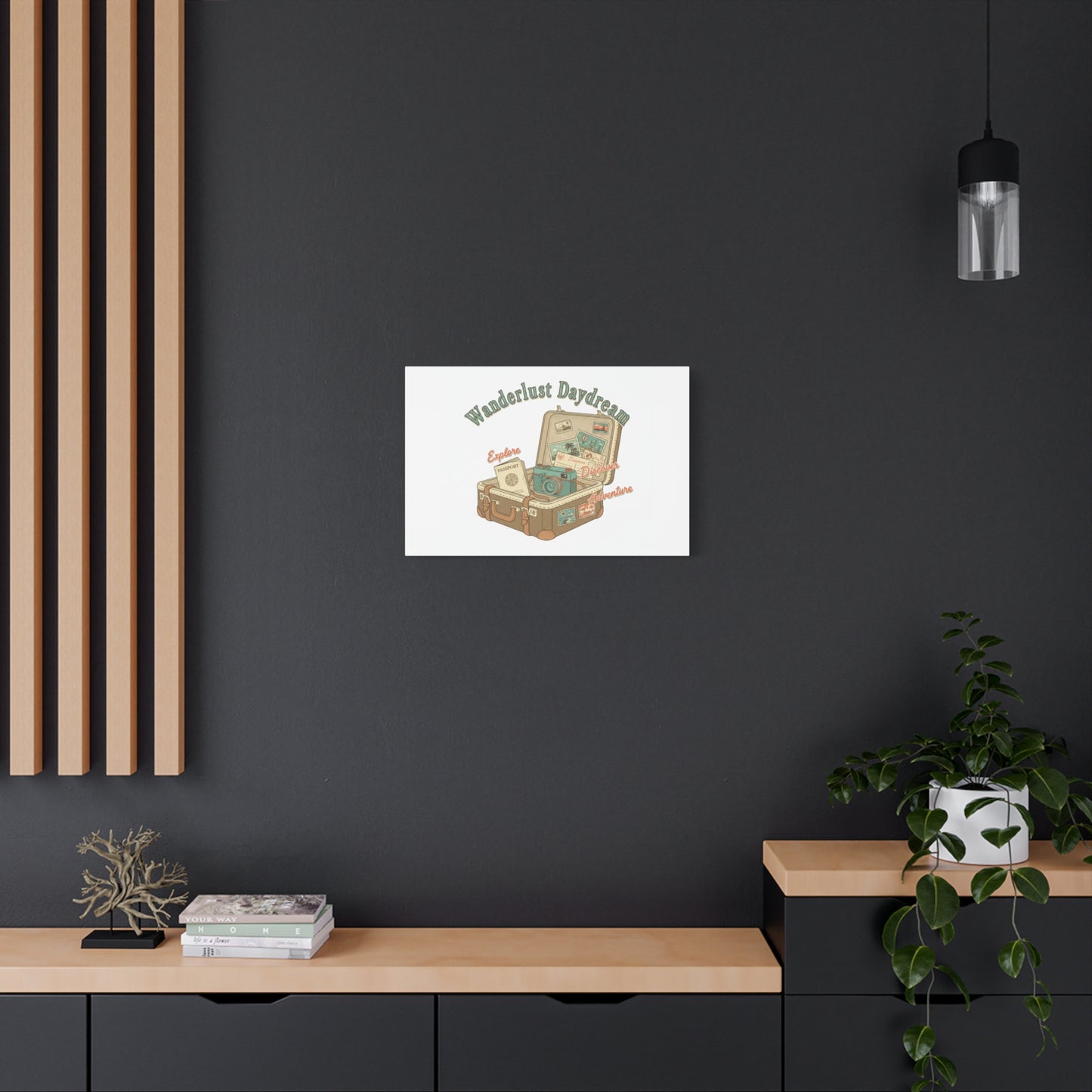 Wanderlust Daydream Travel Postcard Canvas | Retro Travel Stamp Decor