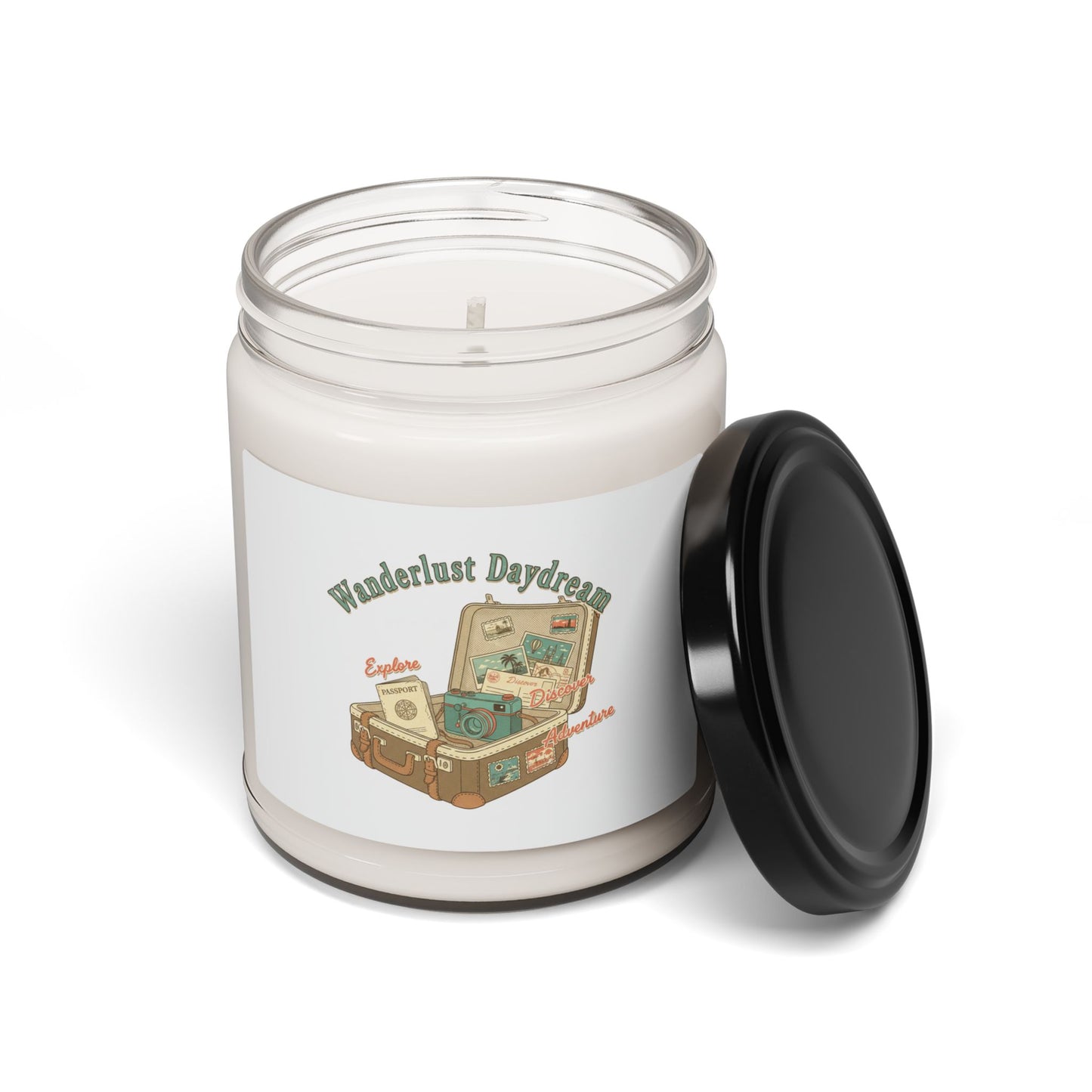 Wanderlust Daydreams Candle | Soy Travel Stamp Postcard Vintage