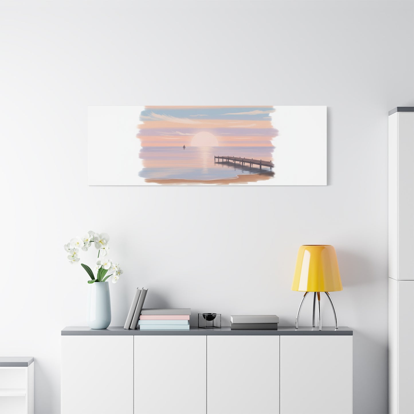 Sunset Hour Canvas, Matte Stretched 1.25" | Minimal Luxe Gold Accent